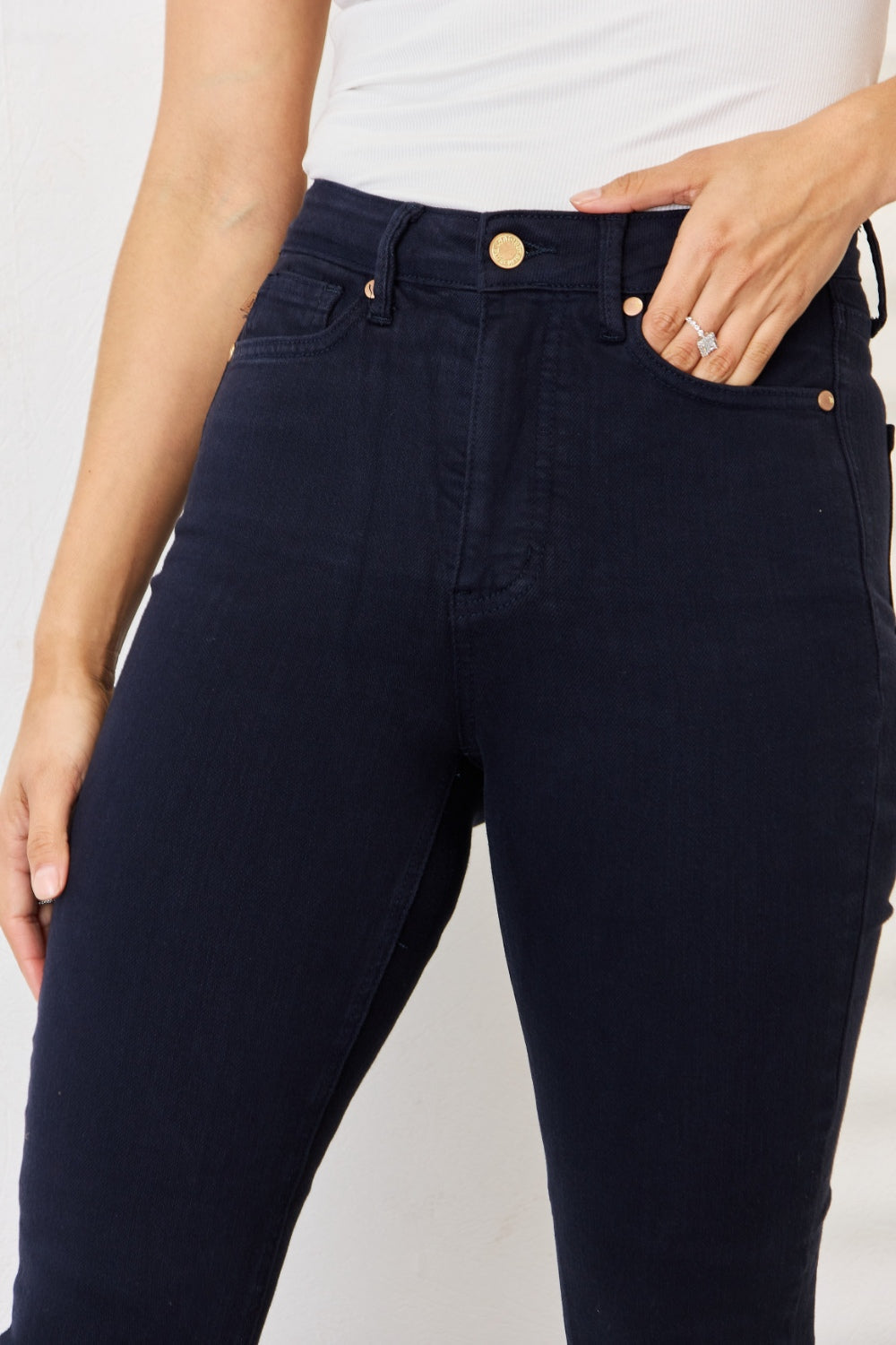 Judy Blue Full Size Garment Dyed Tummy Control Skinny Jeans - JEANS - Navy