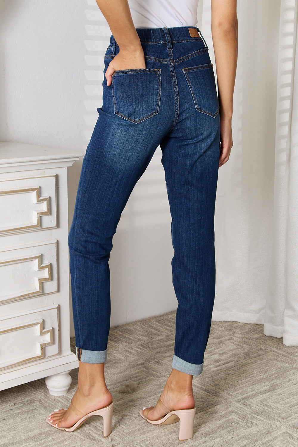 Judy Blue Full Size Skinny Cropped Jeans - JEANS - Dark Blue