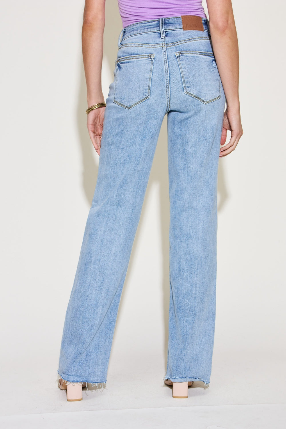 Judy Blue Full Size V Front Waistband Straight Jeans - JEANS - Light blue