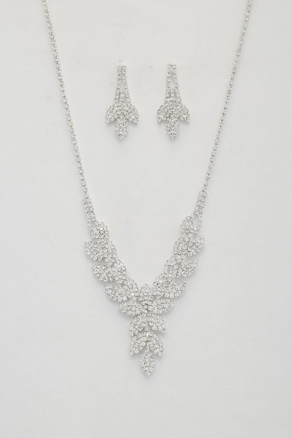 Leaf Pattern Crystal Necklace Smile Sparker