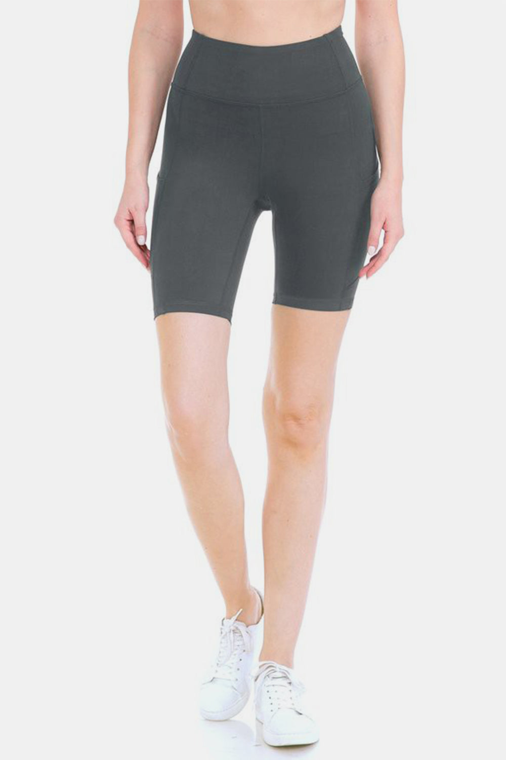 Leggings Depot Full Size High Waist Active Shorts - ACTIVEWEAR - Charcoal