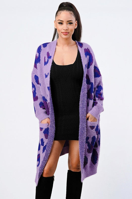 Leopard Angora Sweater Oversized Cardigan Smile Sparker