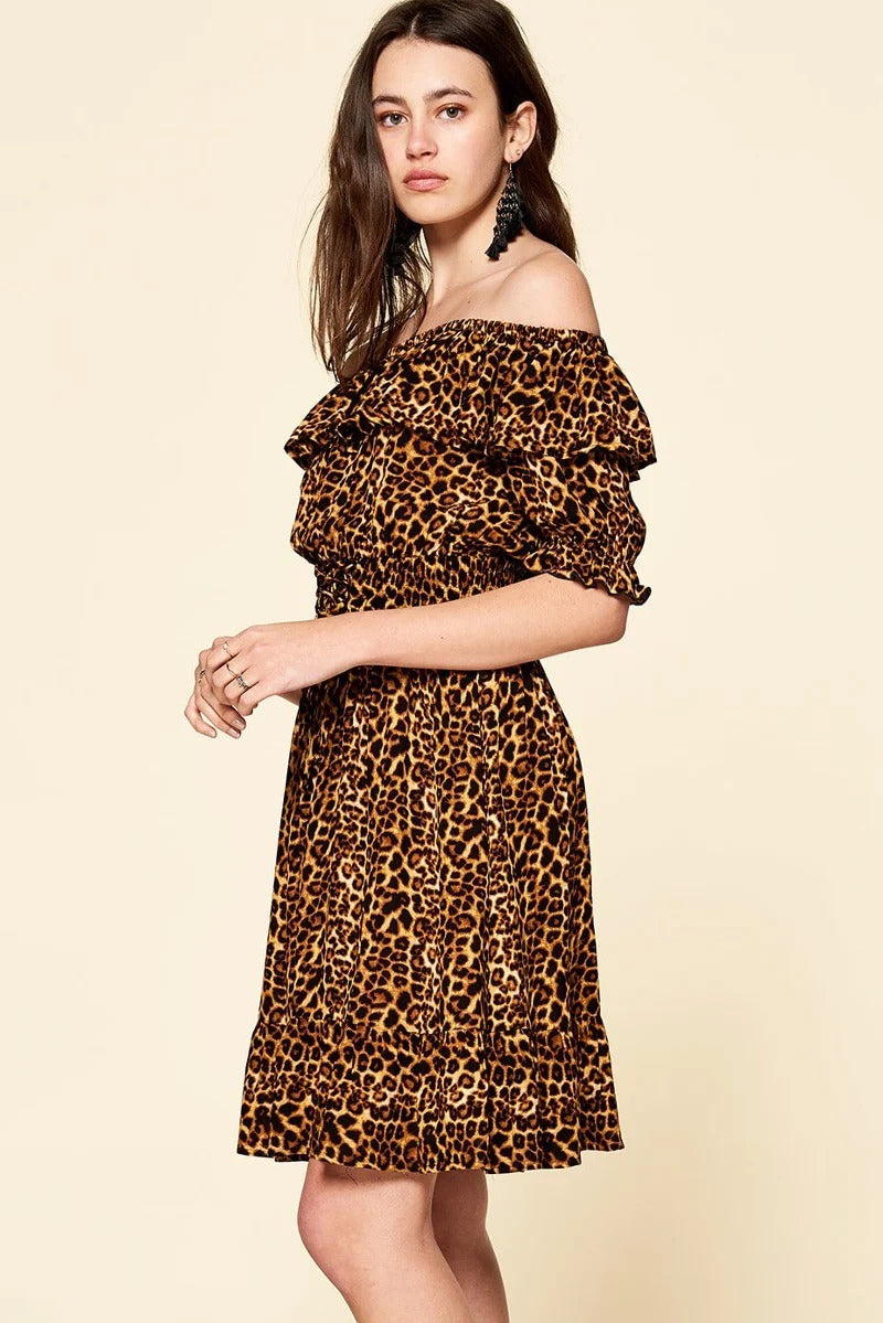 Leopard Printed Woven Dress Smile Sparker