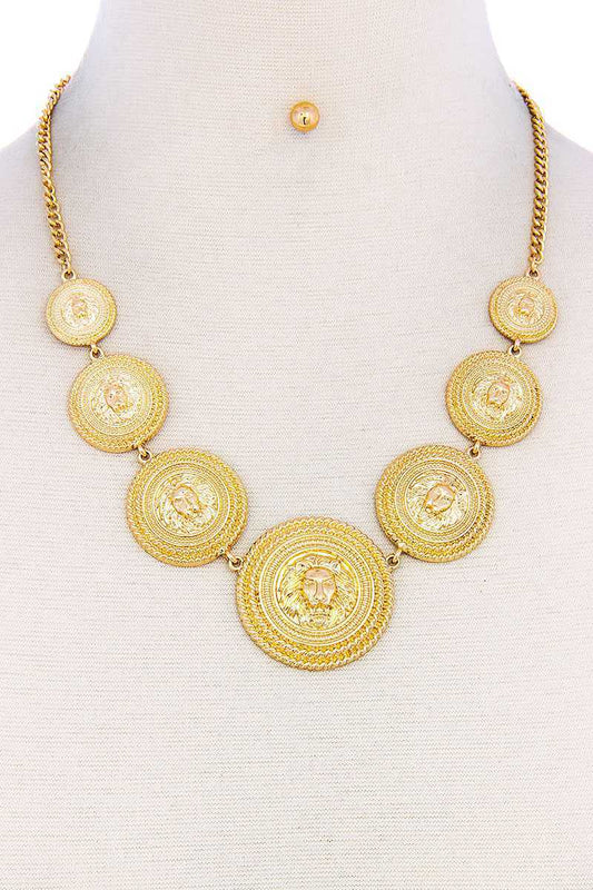 Lion Head Circle Linked Necklace Smile Sparker