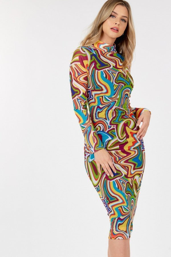 Long Sleeve Bodycon With Letter Print Smile Sparker