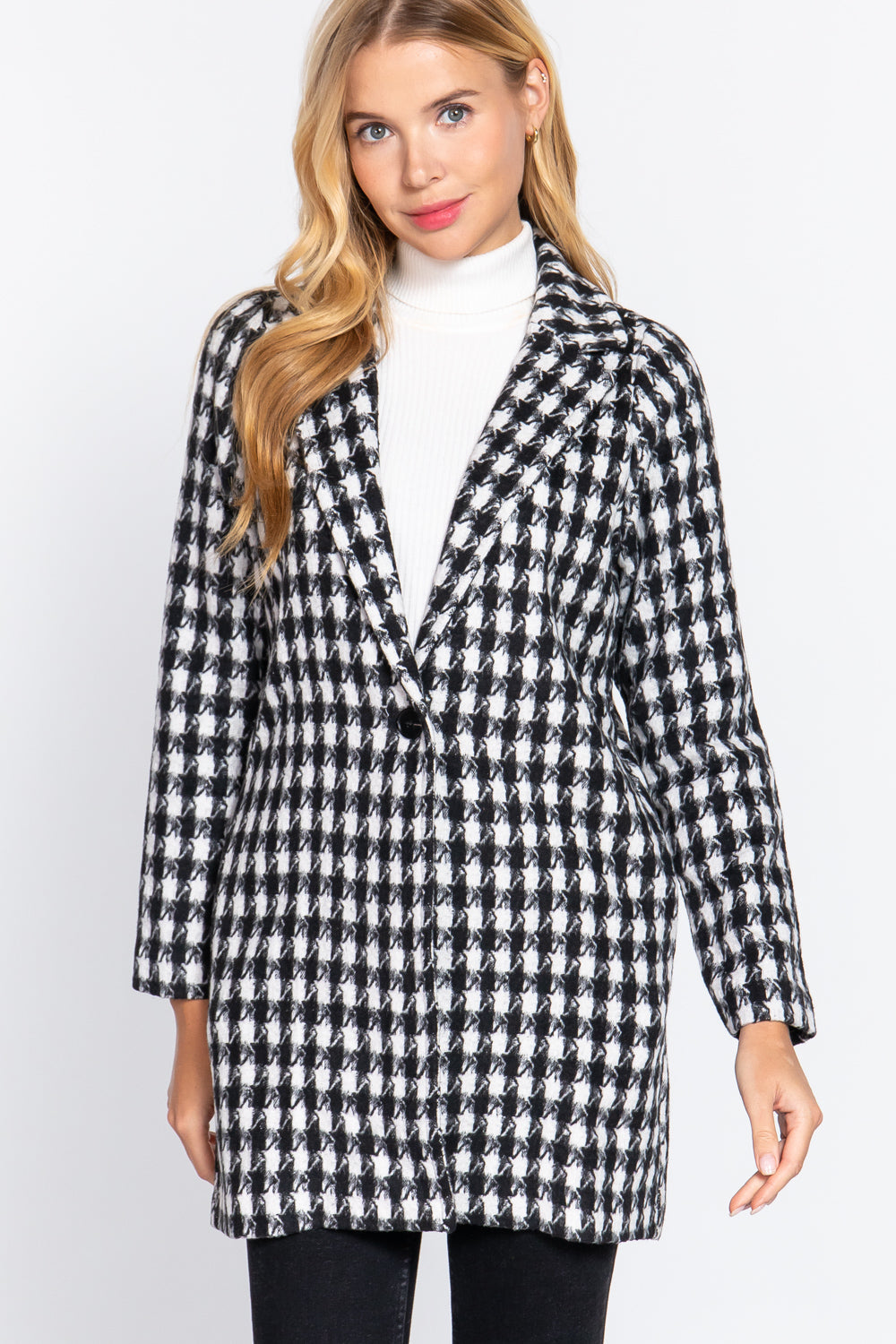 Long Slv One Button Jacquard Jacket Smile Sparker