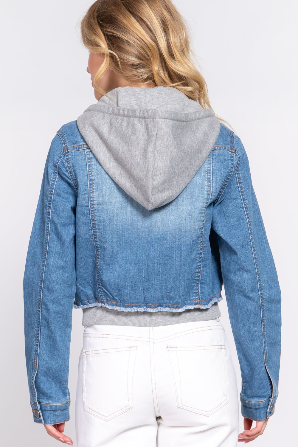 Long Slv Terry Hoodie Denim Jacket Smile Sparker