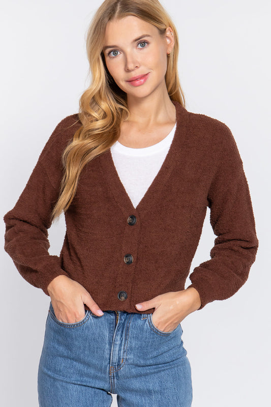 Long Slv V-neck Sweater Cardigan Smile Sparker