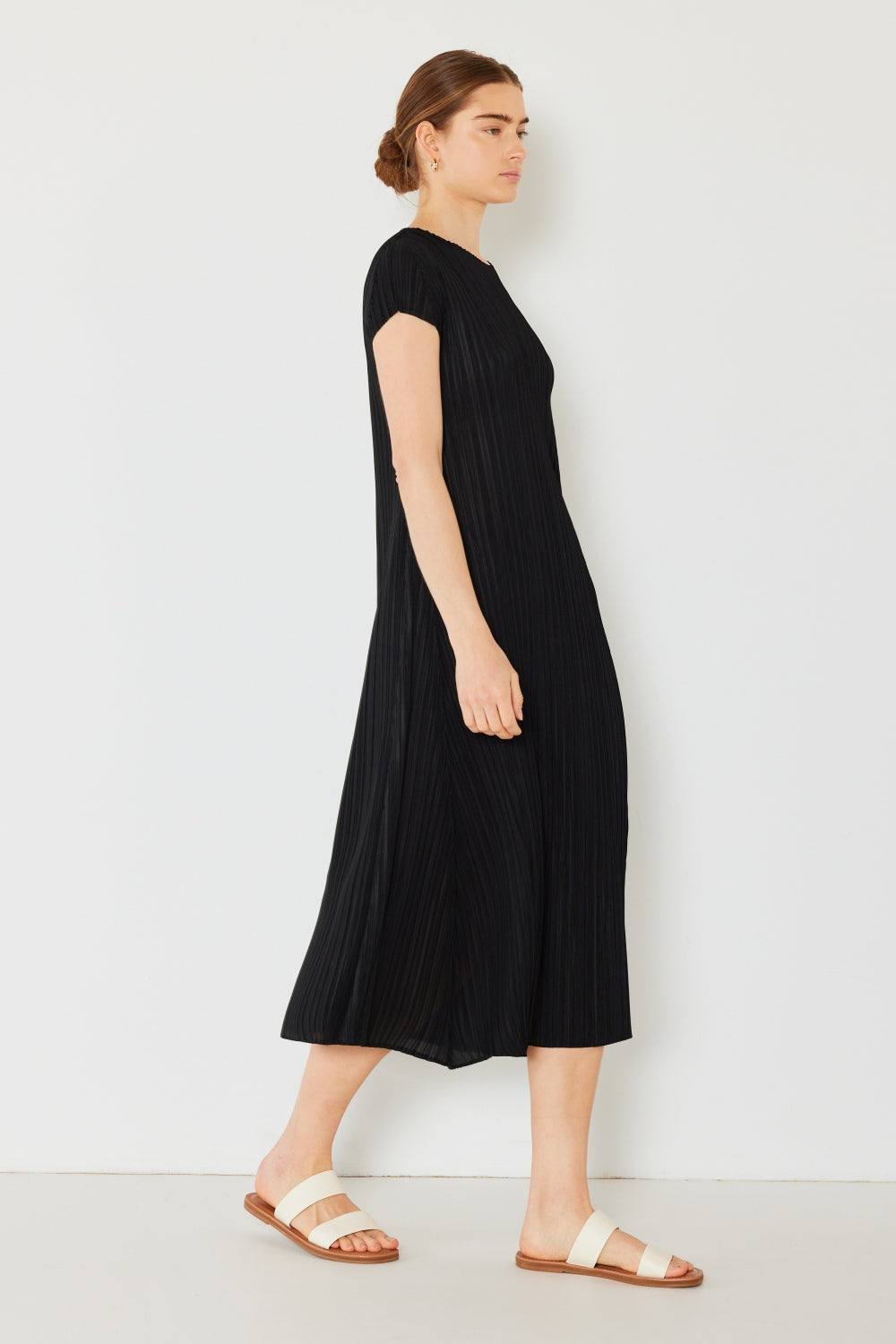 Marina West Swim Pleated Cap Sleeve A-Line Dress - DRESSES - Mixed