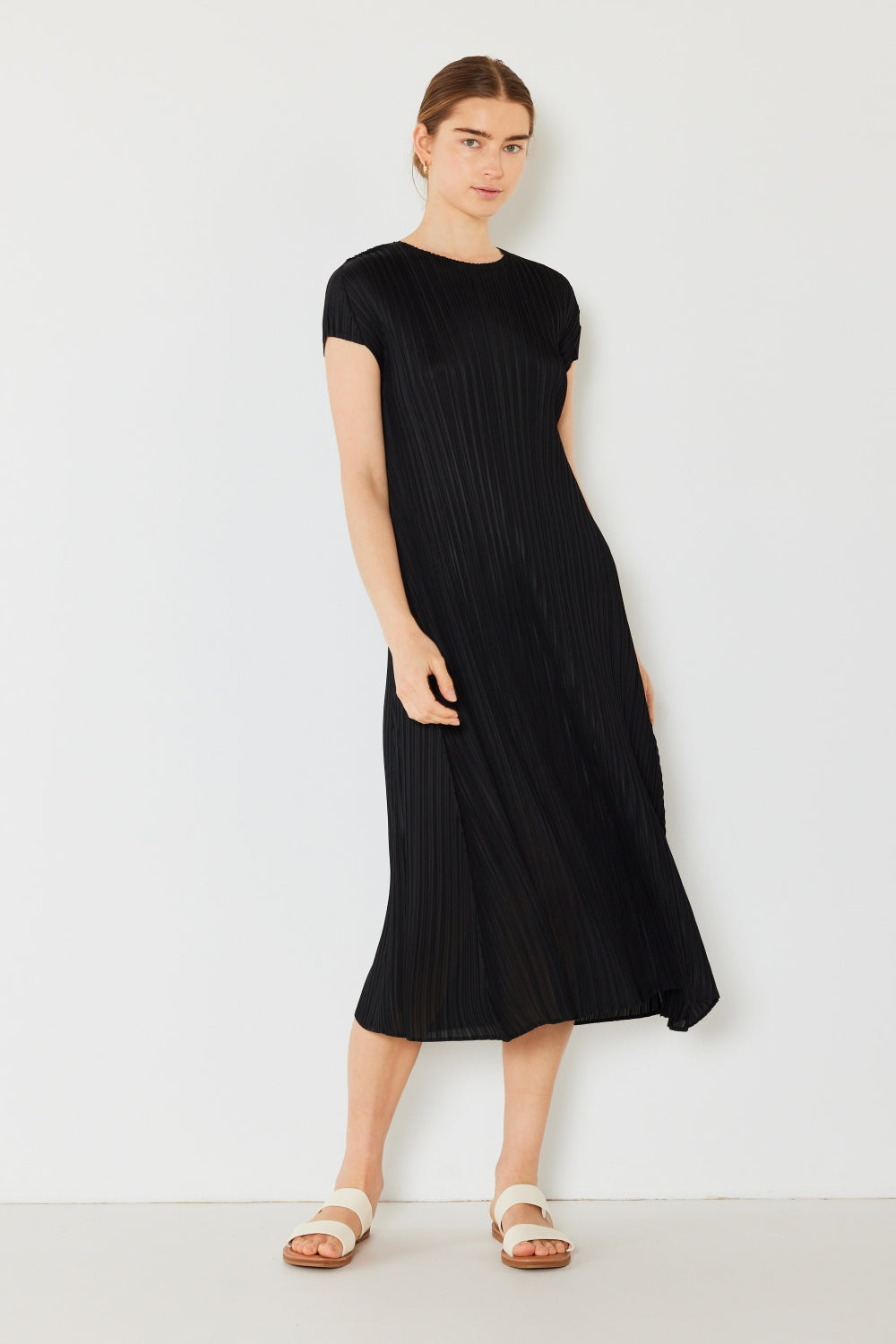 Marina West Swim Pleated Cap Sleeve A-Line Dress - DRESSES - Mixed