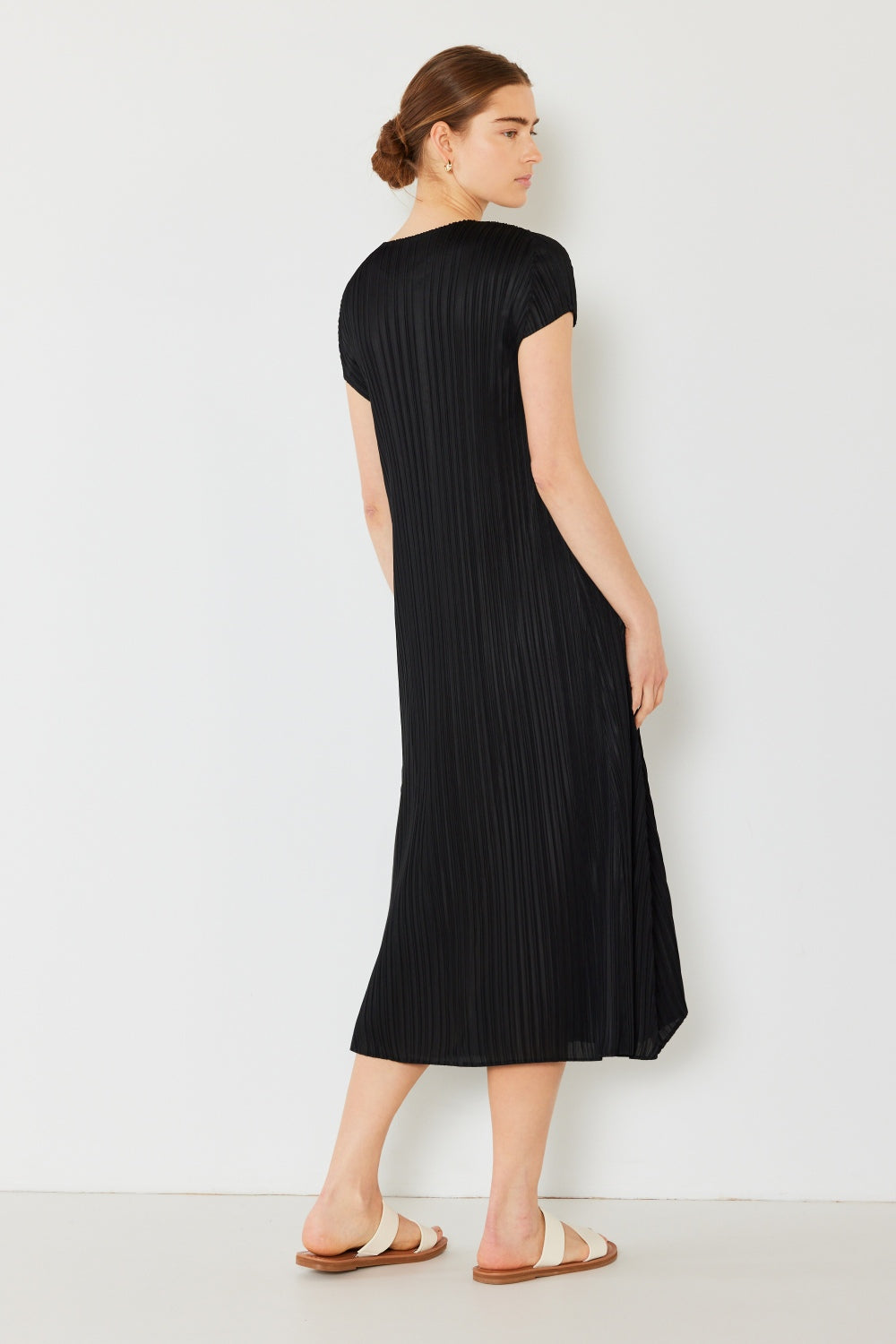 Marina West Swim Pleated Cap Sleeve A-Line Dress - DRESSES - Mixed