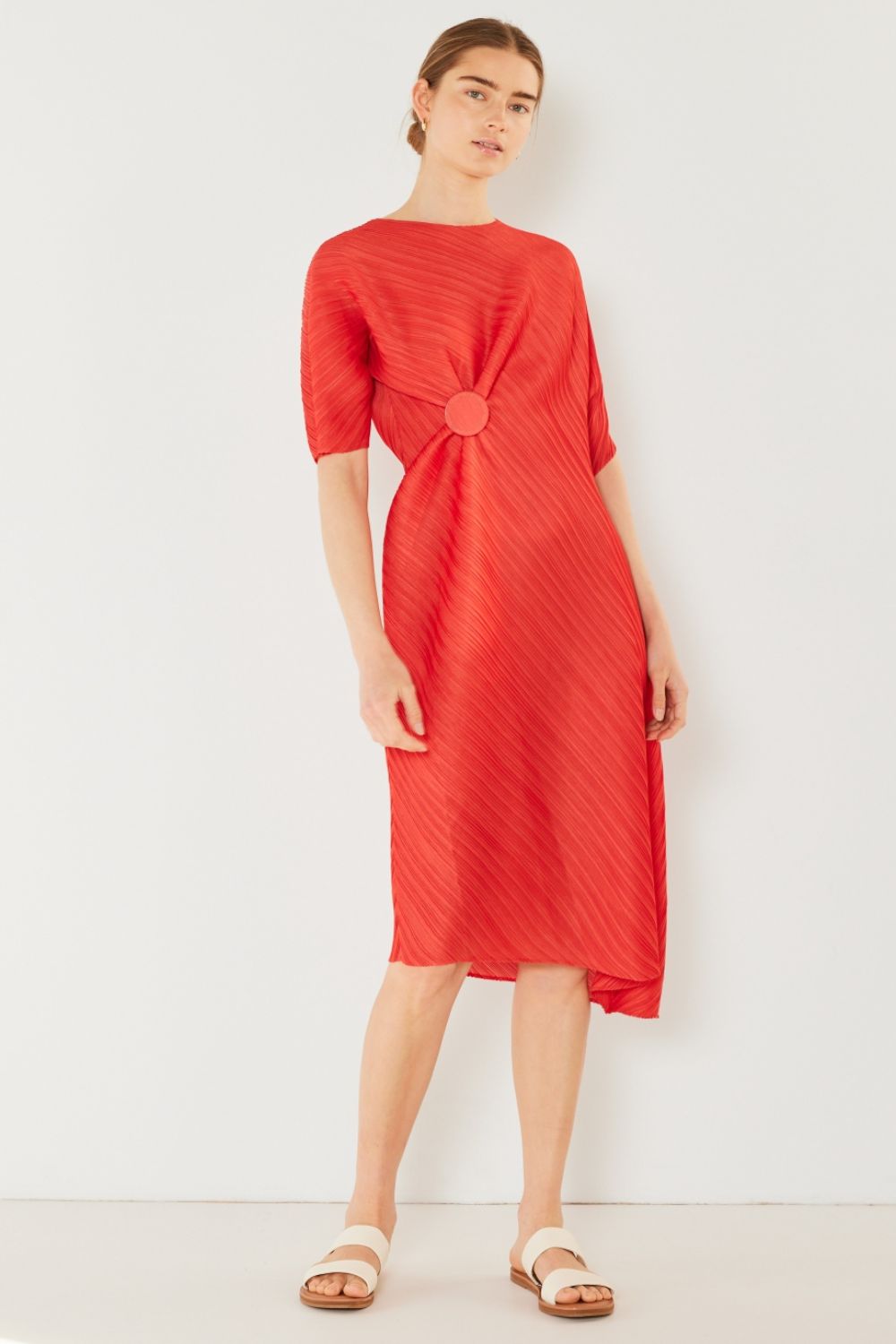 Marina West Swim Pleated Dolman Sleeve Dress - DRESSES - Mixed