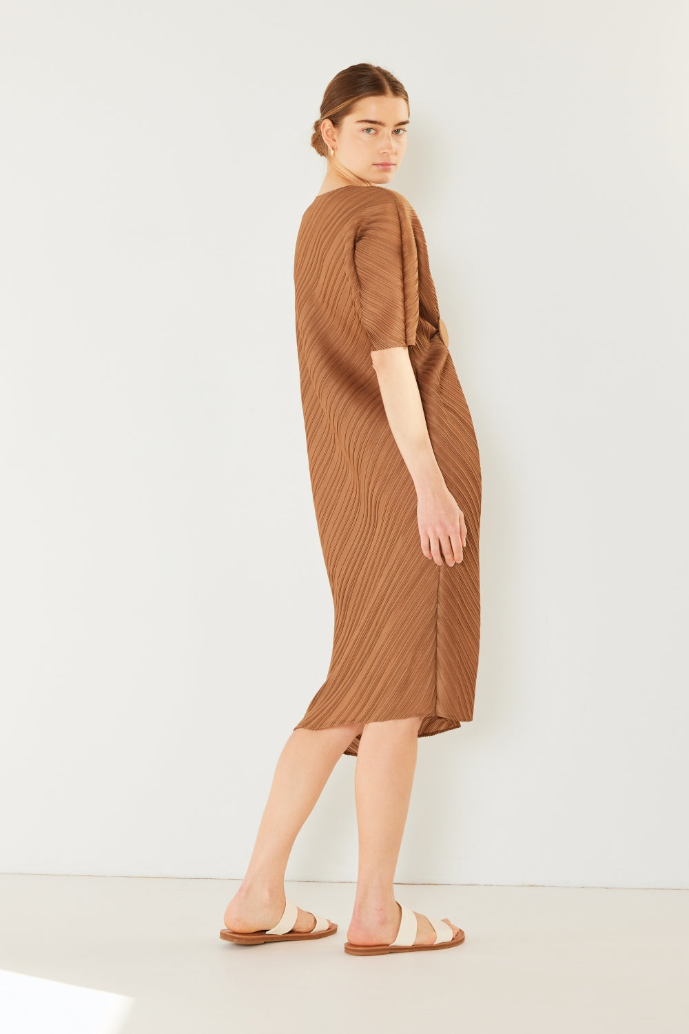 Marina West Swim Pleated Dolman Sleeve Dress - DRESSES - Mixed