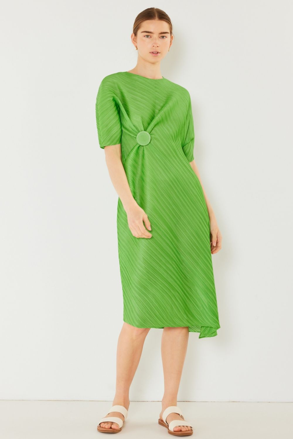 Marina West Swim Pleated Dolman Sleeve Dress - DRESSES - Mixed