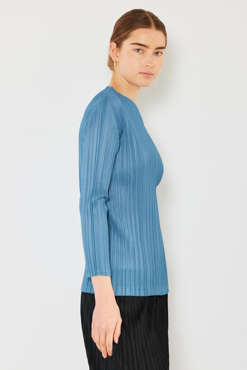 Marina West Swim Pleated Long Sleeve Boatneck Top - TOPS - Mixed