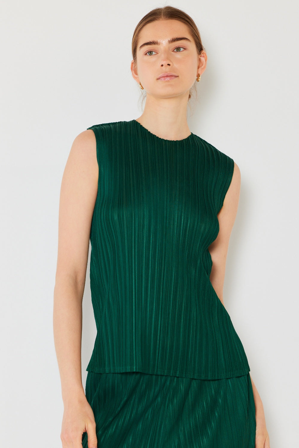 Marina West Swim Pleated Sleeveless Crewneck Tank - Hunter Green / S/M - TOPS - Mixed