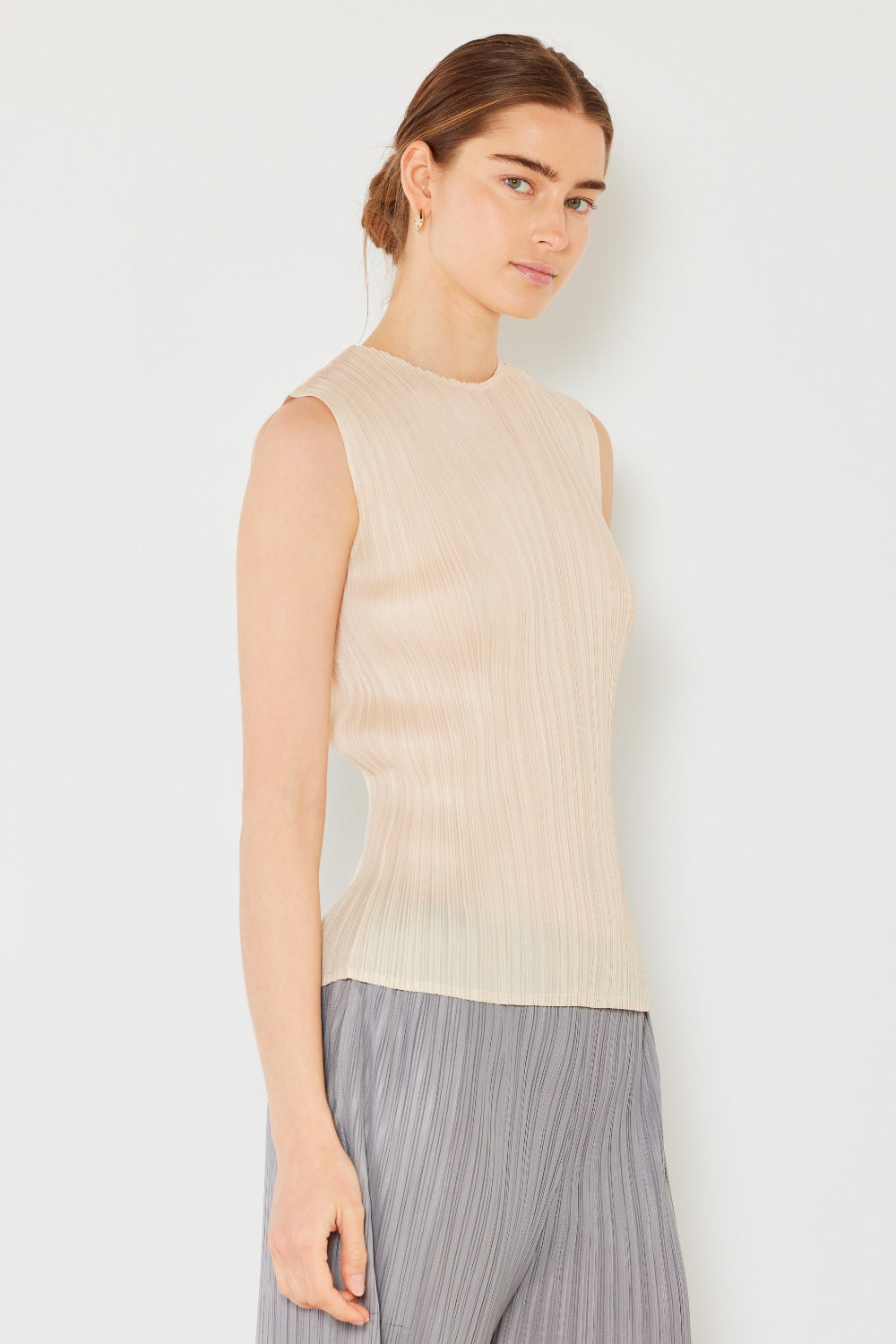 Marina West Swim Pleated Sleeveless Crewneck Tank - TOPS - Mixed