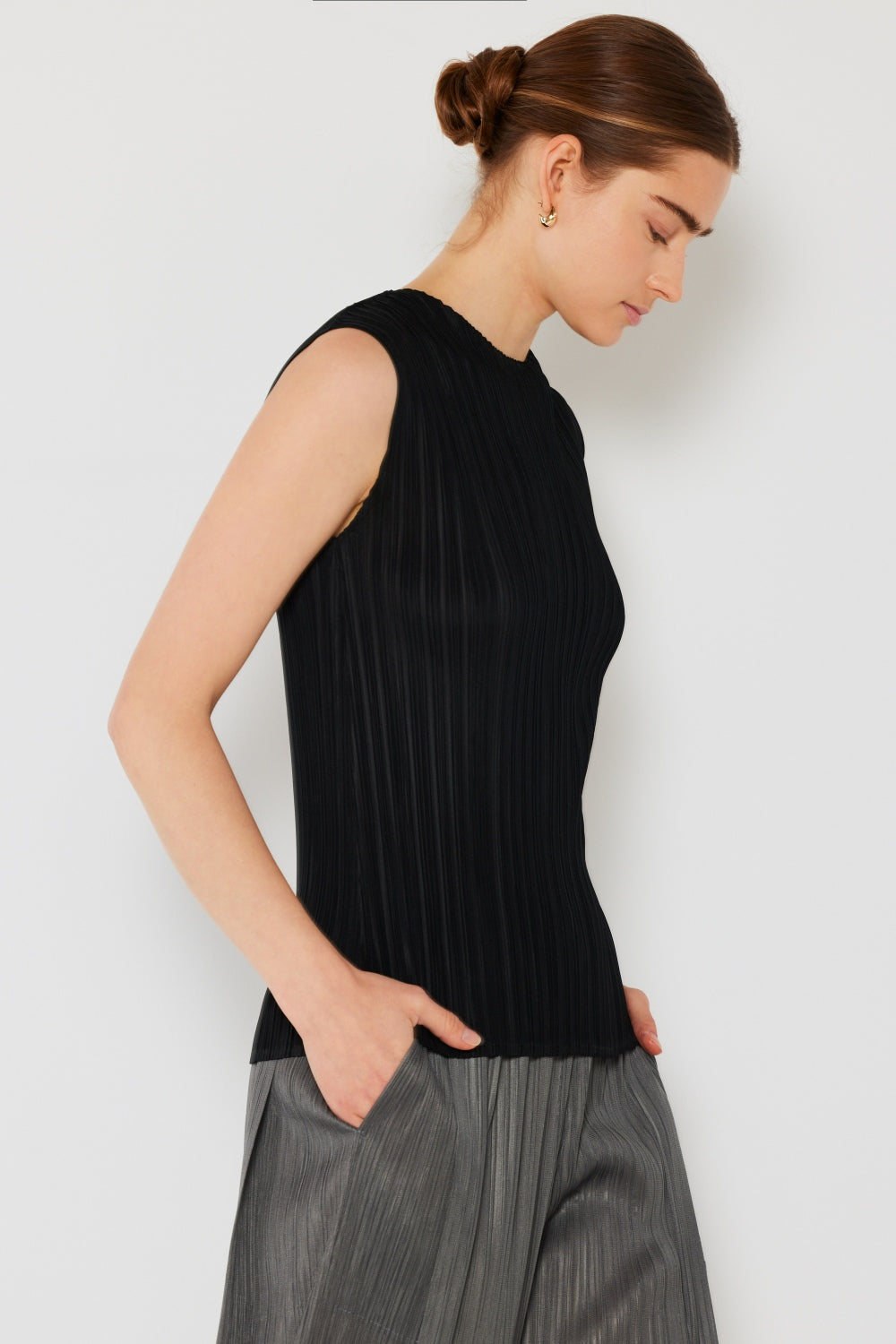 Marina West Swim Pleated Sleeveless Crewneck Tank - TOPS - Mixed