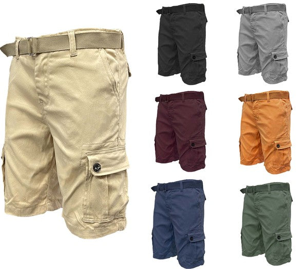 Mens Belted Cargo Shorts with Belt Smile Sparker