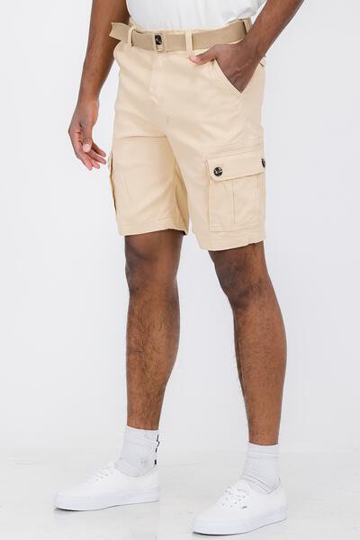 Mens Belted Cargo Shorts with Belt Smile Sparker