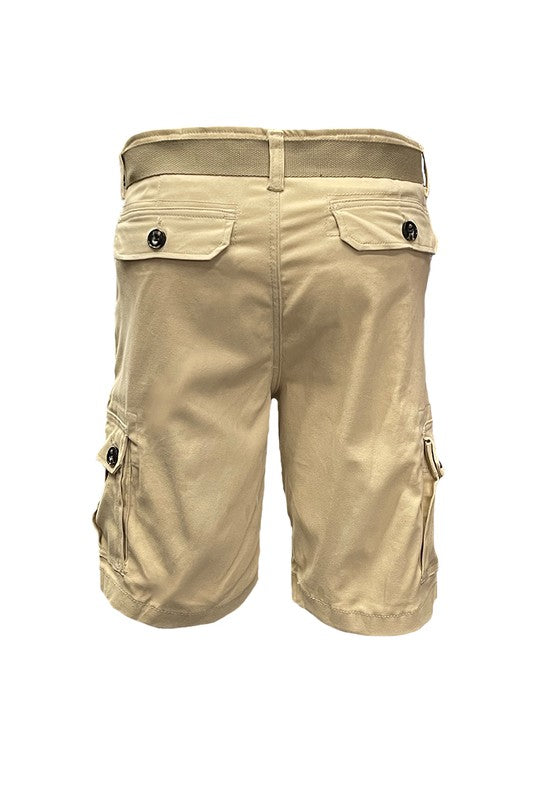 Mens Belted Cargo Shorts with Belt Smile Sparker