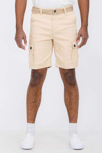 Mens Belted Cargo Shorts with Belt Smile Sparker