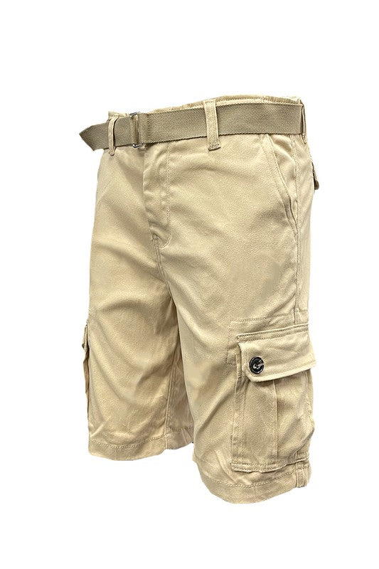 Mens Belted Cargo Shorts with Belt Smile Sparker