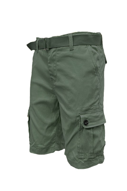 Mens Belted Cargo Shorts with Belt Smile Sparker