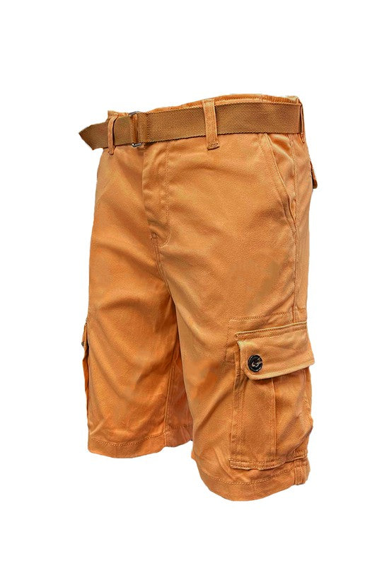 Mens Belted Cargo Shorts with Belt Smile Sparker