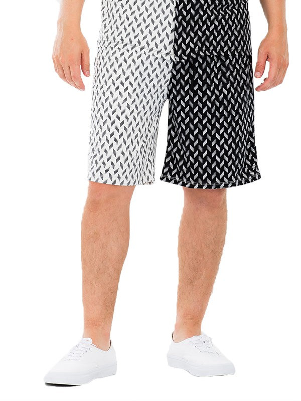 Mens Diamond Two Tone Print Shorts Smile Sparker