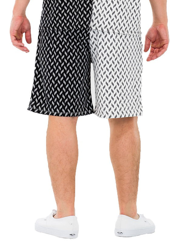 Mens Diamond Two Tone Print Shorts Smile Sparker