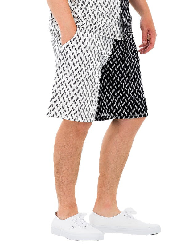 Mens Diamond Two Tone Print Shorts Smile Sparker