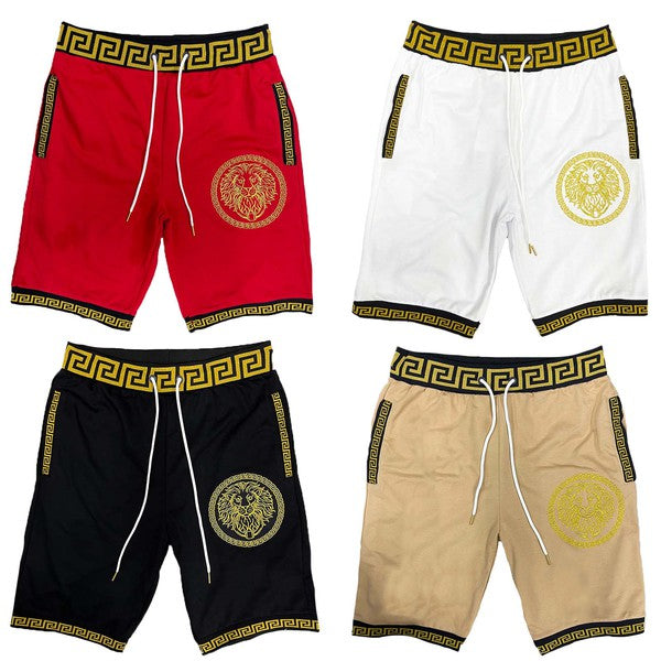 Mens Lion Head Black and Gold Detail Shorts Smile Sparker