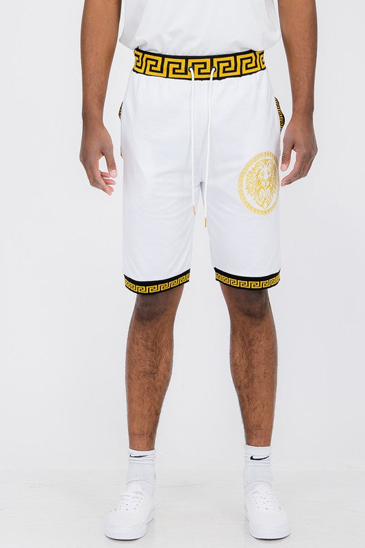 Mens Lion Head Black and Gold Detail Shorts Smile Sparker