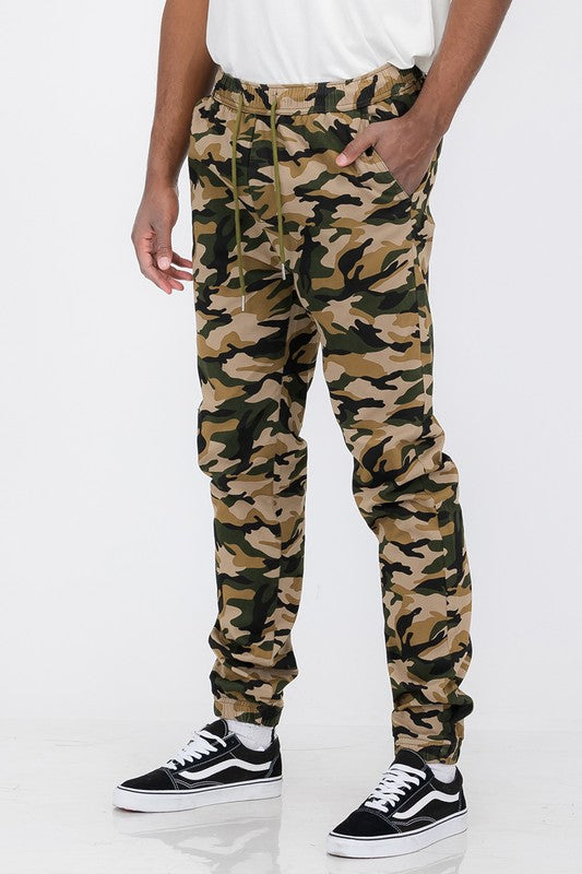 Mens Solid Stretch Cargo Jogger Smile Sparker