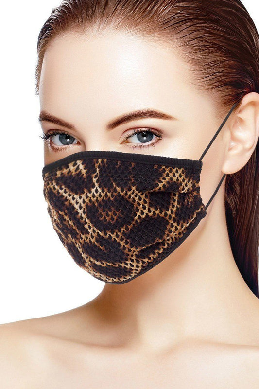 Mesh Leopard And Camouflauge Print Face Mask Smile Sparker