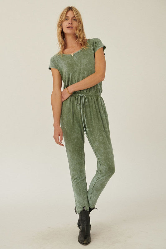 Mineral Washed Finish Knit Jumpsuit Smile Sparker