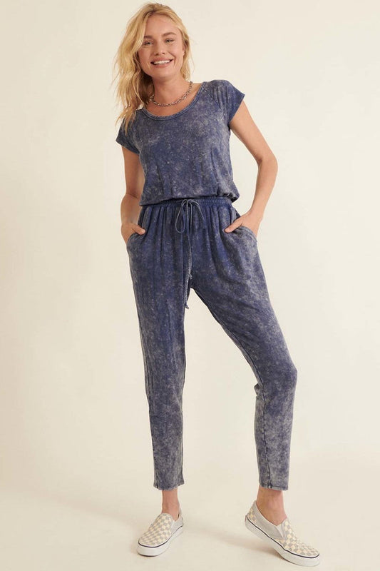 Mineral Washed Finish Knit Jumpsuit Smile Sparker