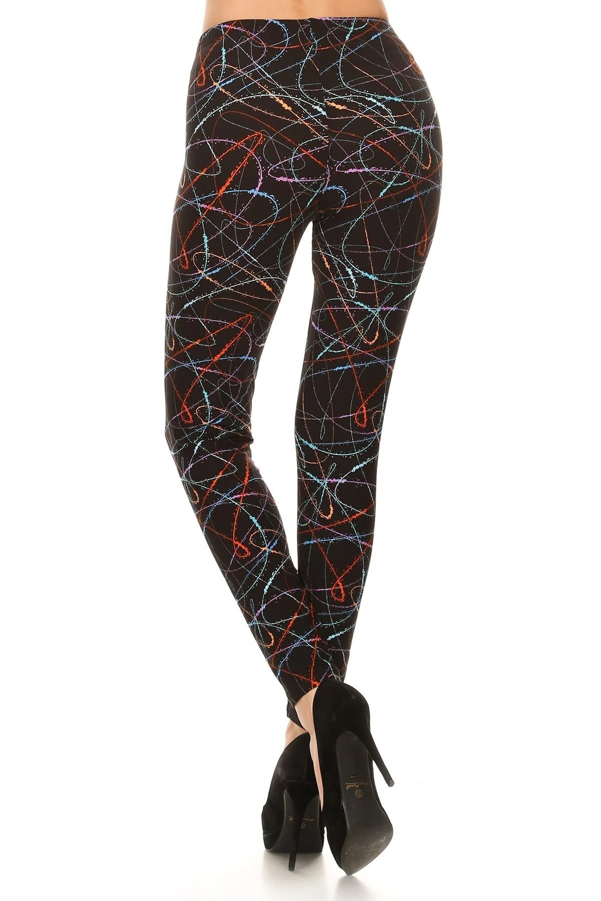 Multicolored Scribble Print, High Waisted Leggings In A Fitted Style With And Elastic Waist Smile Sparker