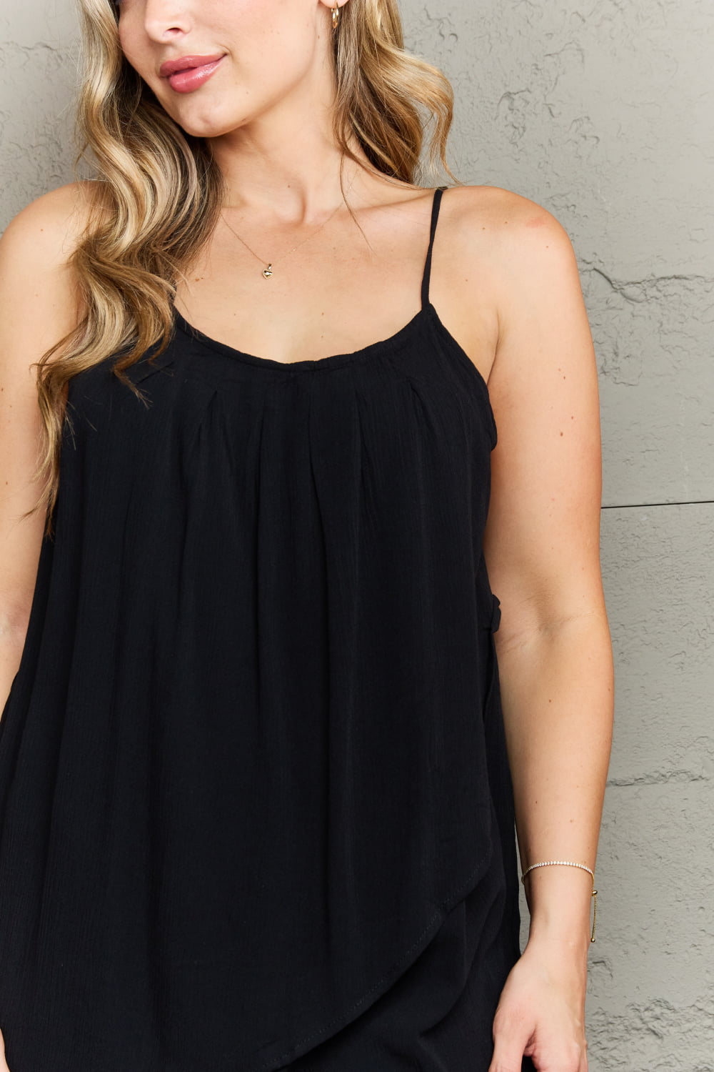 Ninexis Hang Loose Tulip Hem Cami Top - TOPS - Black