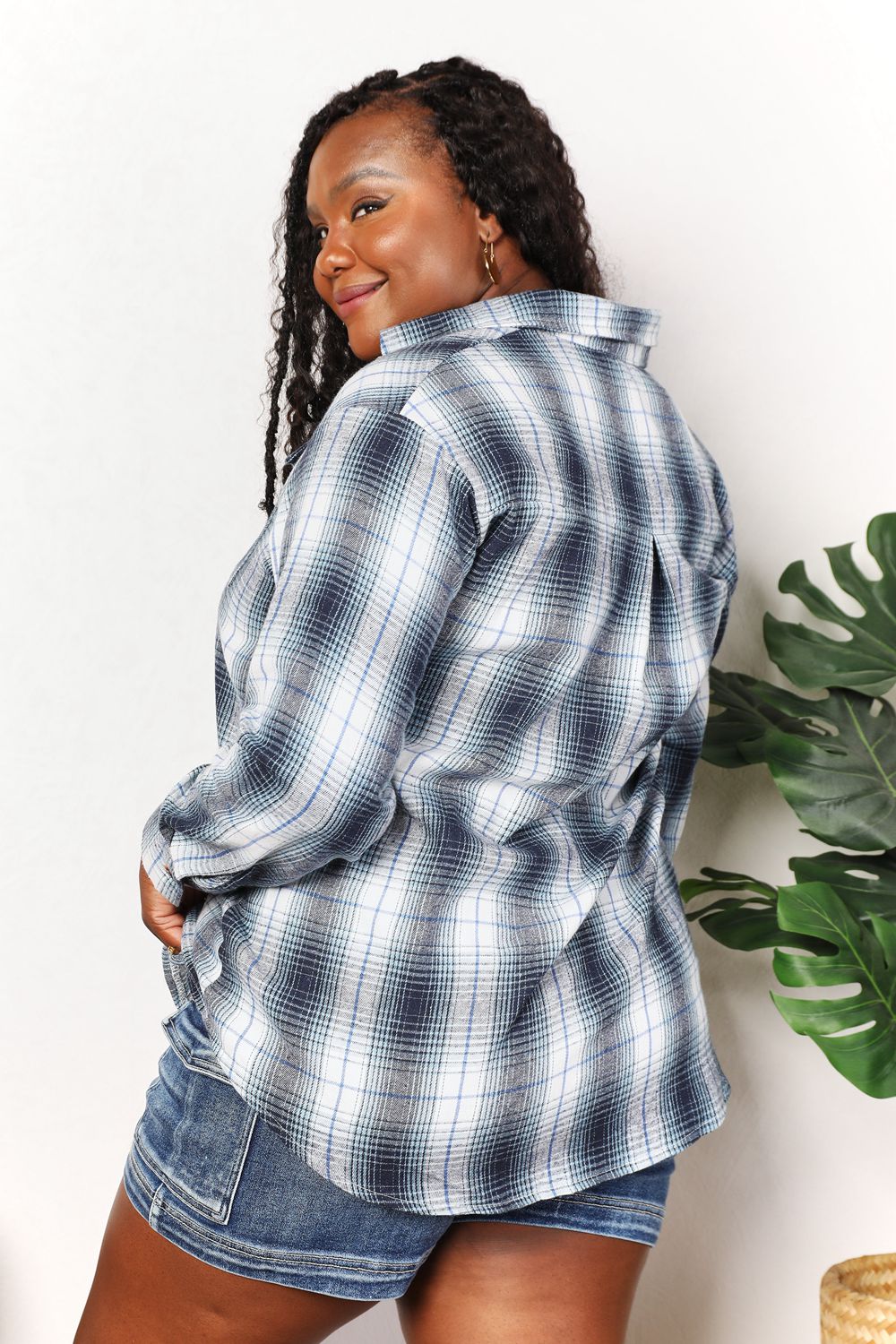 Plaid Dropped Shoulder Shirt - SHIRTS & BLOUSES - Mixed