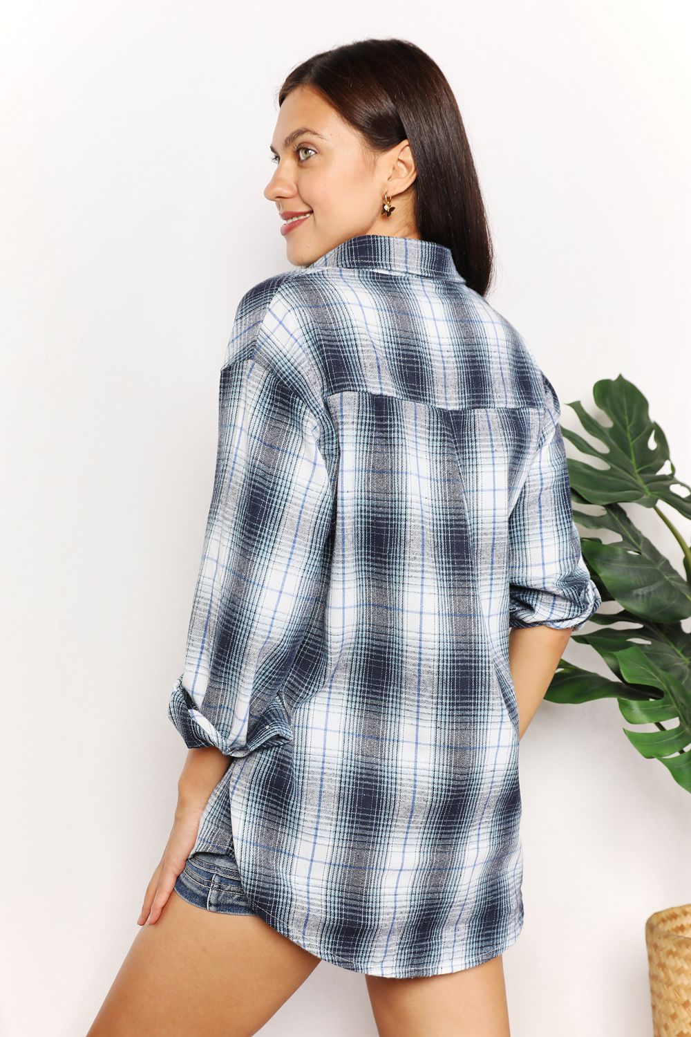 Plaid Dropped Shoulder Shirt - SHIRTS & BLOUSES - Mixed