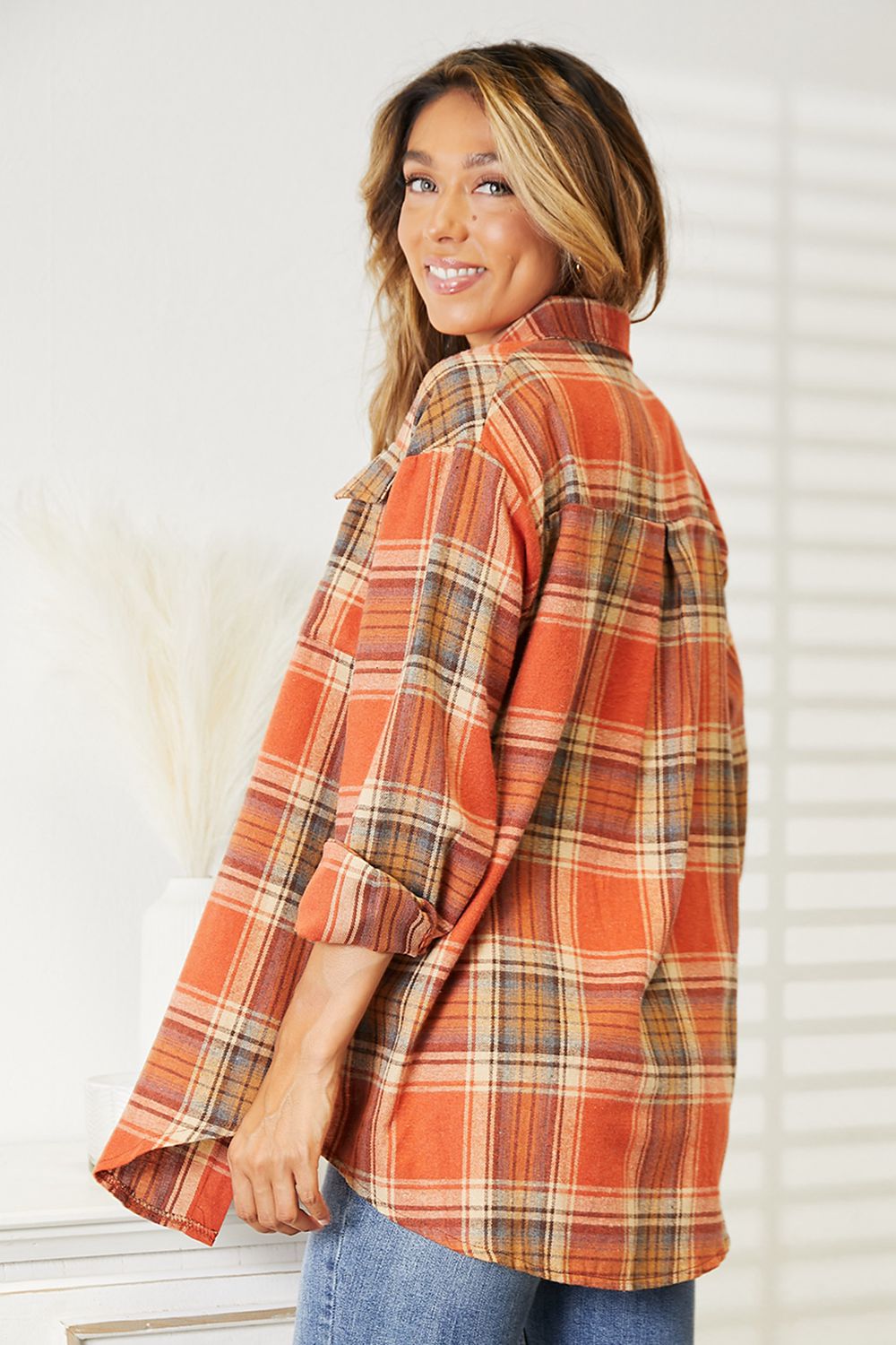 Plaid Dropped Shoulder Shirt - SHIRTS & BLOUSES - Mixed