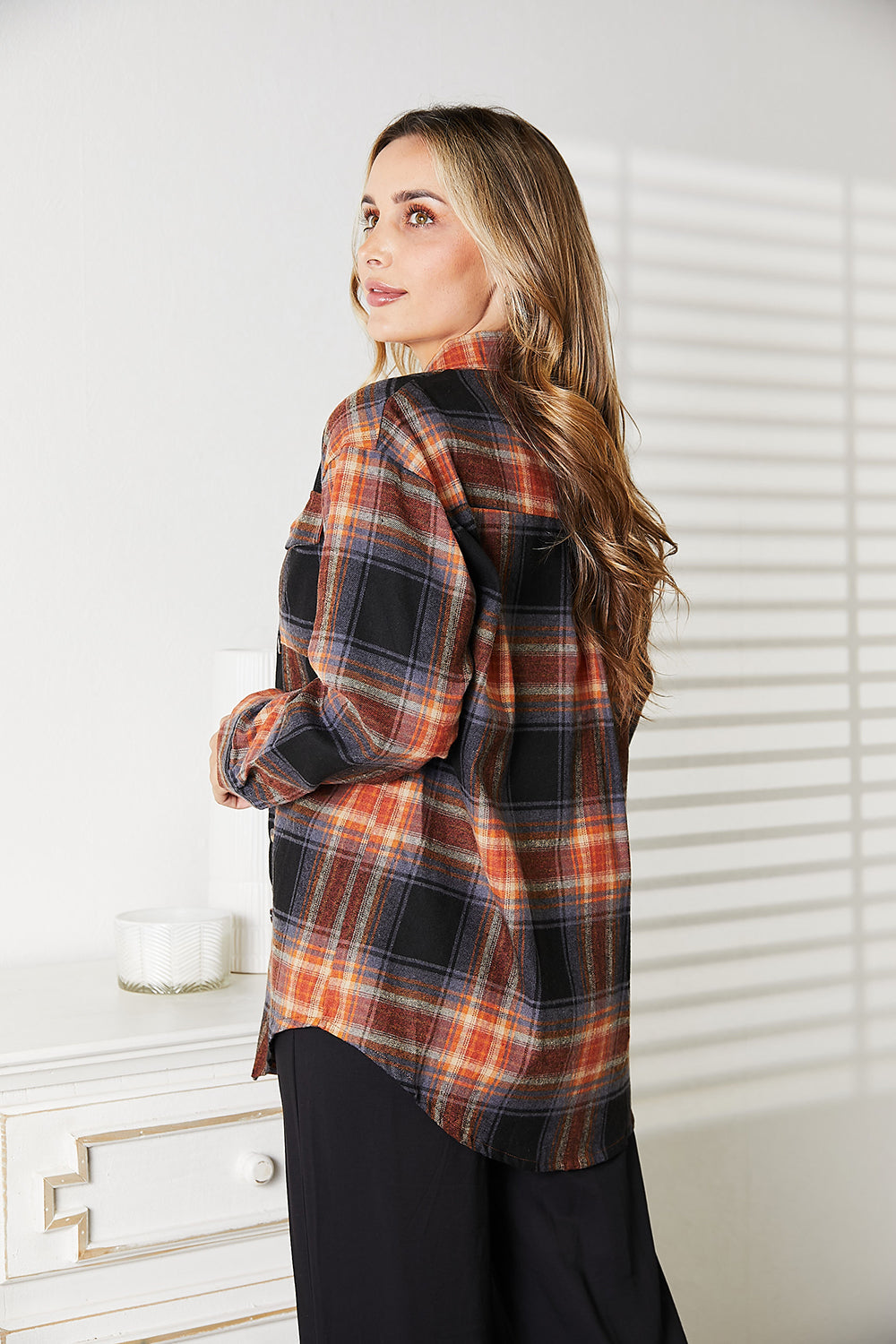 Plaid Dropped Shoulder Shirt - SHIRTS & BLOUSES - Mixed