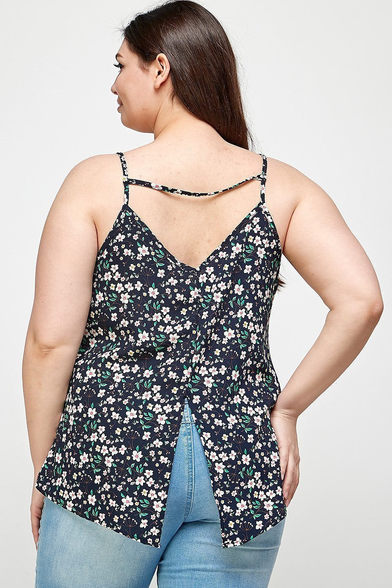 Plus Size, Ditsy Floral Print Cami Top Smile Sparker