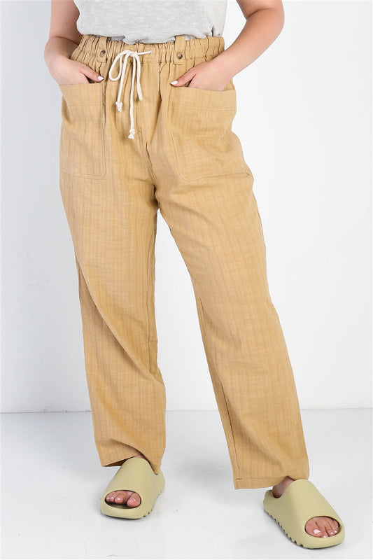 Plus Textured Two Pocket Pants Smile Sparker