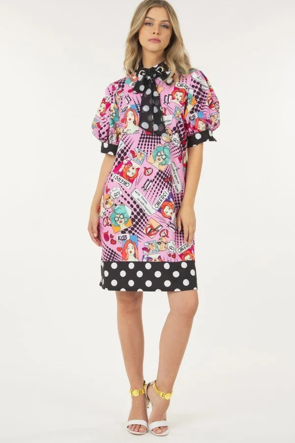 Print Midi Dress With Polka Dot Finish Smile Sparker