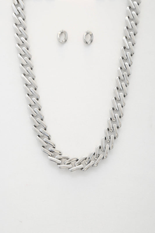 Rectangle Link Metal Necklace Smile Sparker