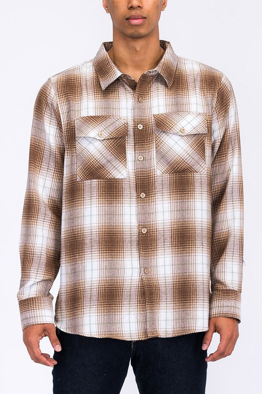 Regular Fit Checker Plaid Flannel Long Sleeve Smile Sparker