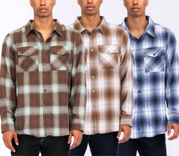 Regular Fit Checker Plaid Flannel Long Sleeve Smile Sparker